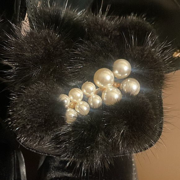 POKEMAOKE Velvet and Leather W/ Rabbit Fur Pearl Embellishing Boots Size 38/ 7.5 - Picture 4 of 11